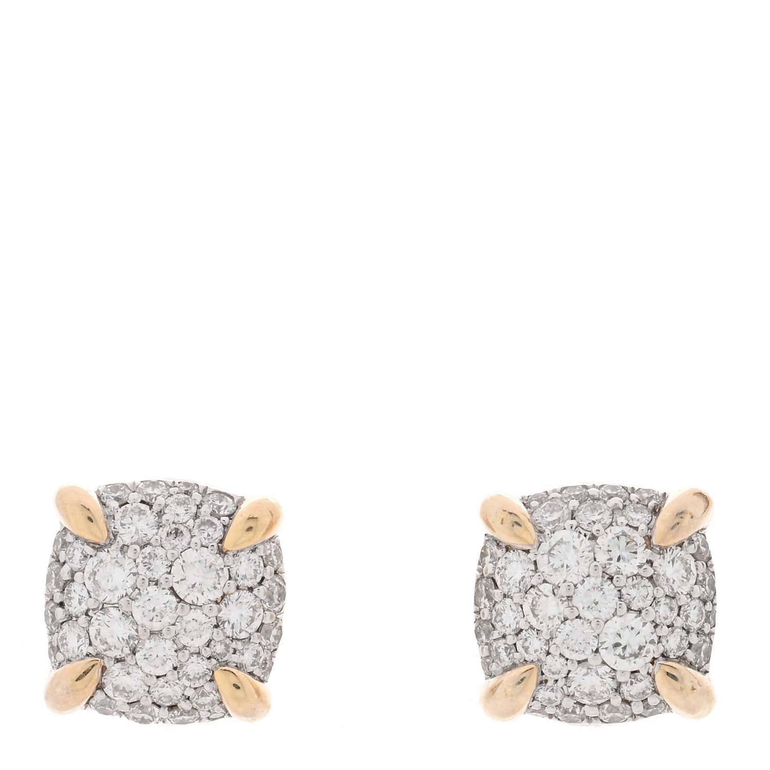 David Yurman 18K Yellow Gold Diamond 8mm Chatelaine Pave Stud Earrings 1 of 4
