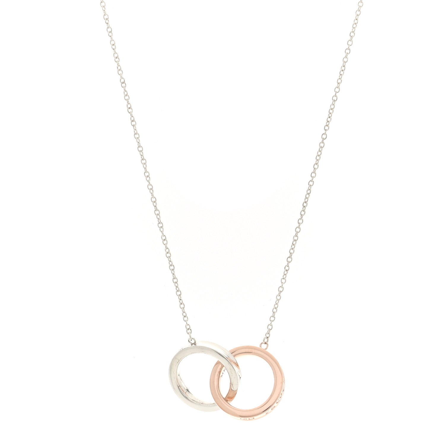 Tiffany Sterling Silver Rubedo 1837 Interlocking Circles Pendant Necklace 1 of 5