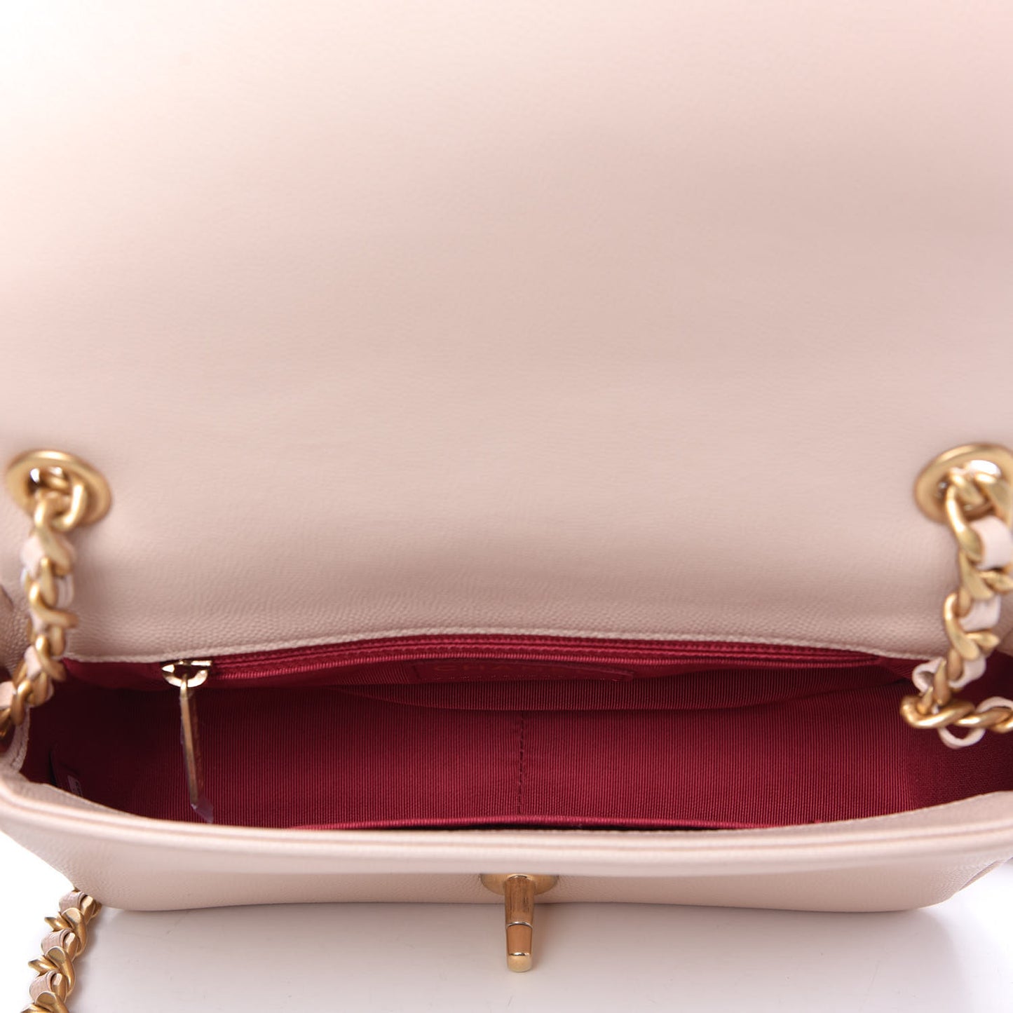 Caviar Quilted Small Fashion Therapy Flap Bag Beige