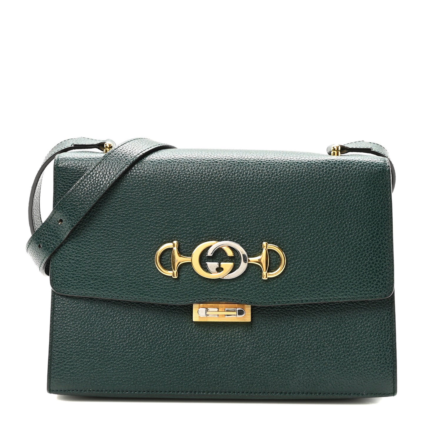 Grainy Calfskin Small Zumi Shoulder Bag Vintage Green