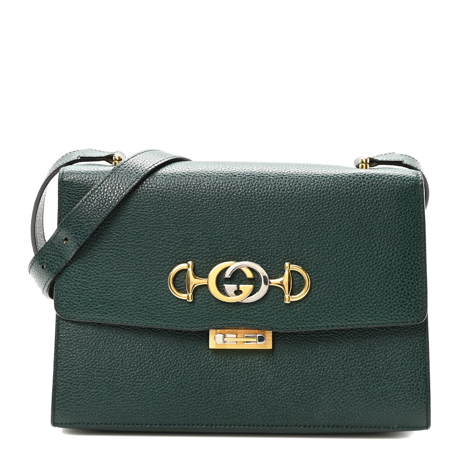 Gucci Grainy Calfskin Small Zumi Shoulder Bag Vintage Green 1 of 10