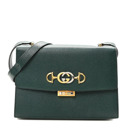 Gucci Grainy Calfskin Small Zumi Shoulder Bag Vintage Green 1 of 10