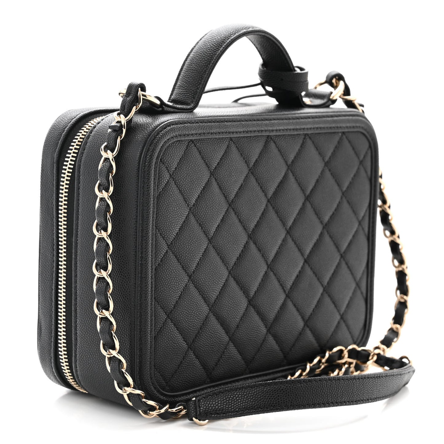 Caviar Quilted Medium CC Filigree Vanity Case Black