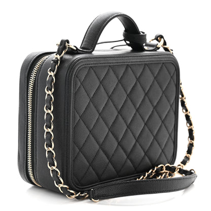 Chanel Caviar Quilted Medium CC Filigree Vanity Case Black 3 of 10