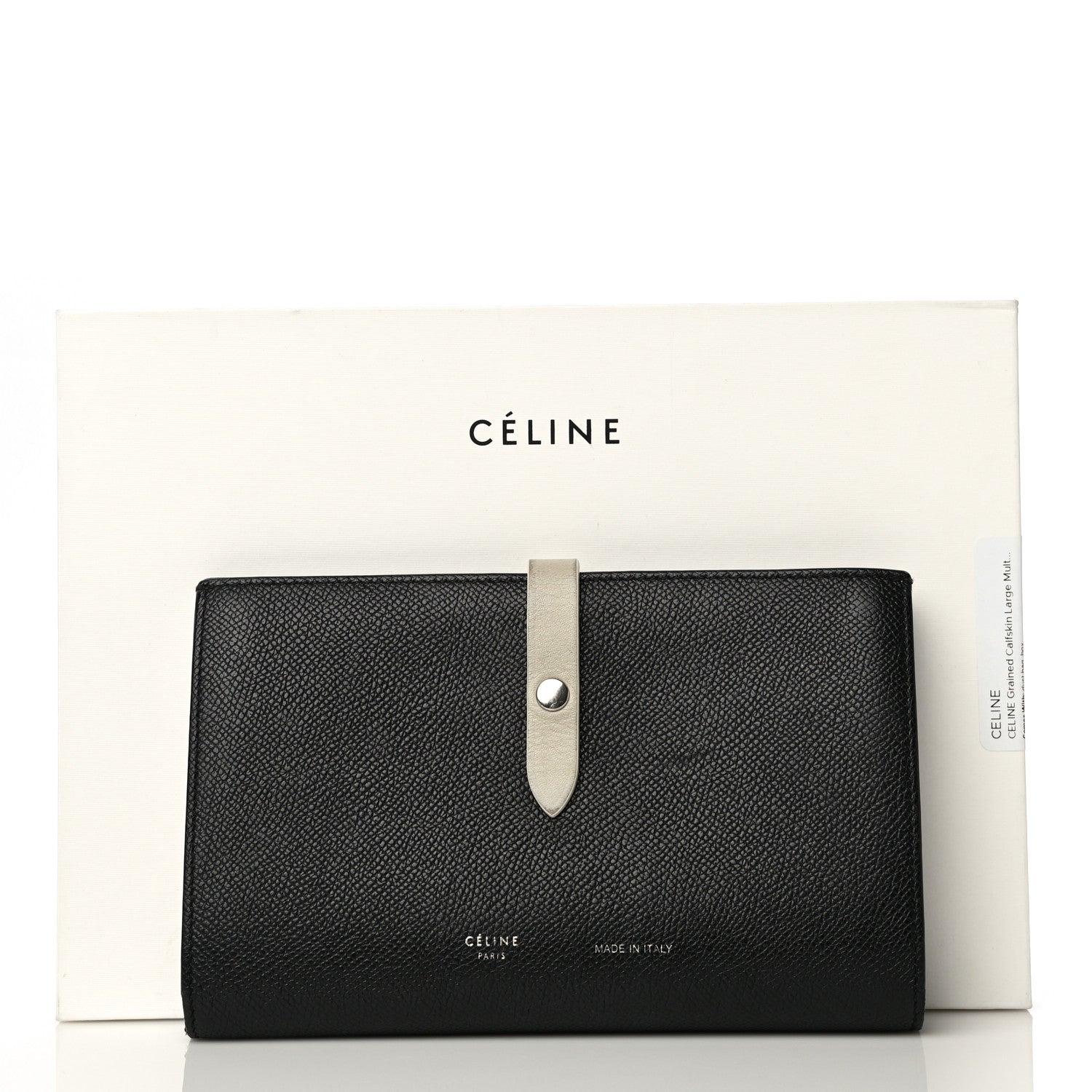 Celine Grained Calfskin Large Multifunction Strap Wallet Black Chalk 24 of 24