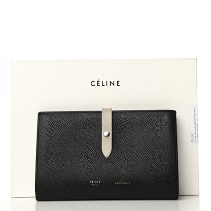 Celine Grained Calfskin Large Multifunction Strap Wallet Black Chalk 24 of 24