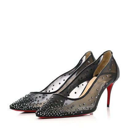 Christian Louboutin Rete Glitter Mini Specchio Strass Follies 70 Pumps 38 Black 2 of 11