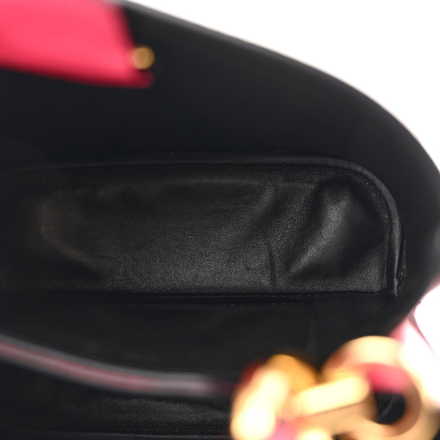 Saffiano Cuir Calfskin Small Panier Bucket Bag Magenta Black