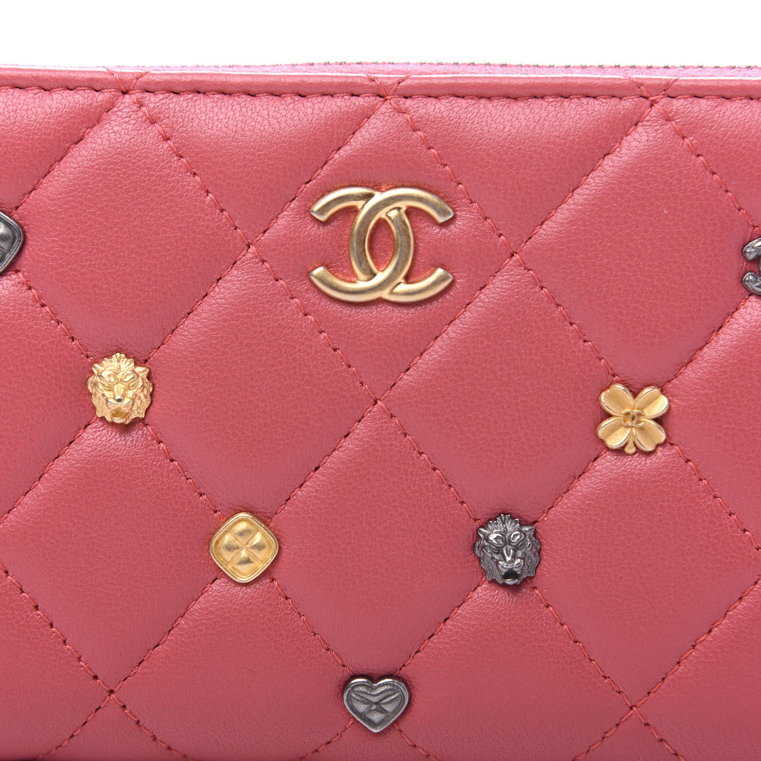 Chanel Lambskin Quilted Small Lucky Charms Zip Around Wallet Pink 11 of 12