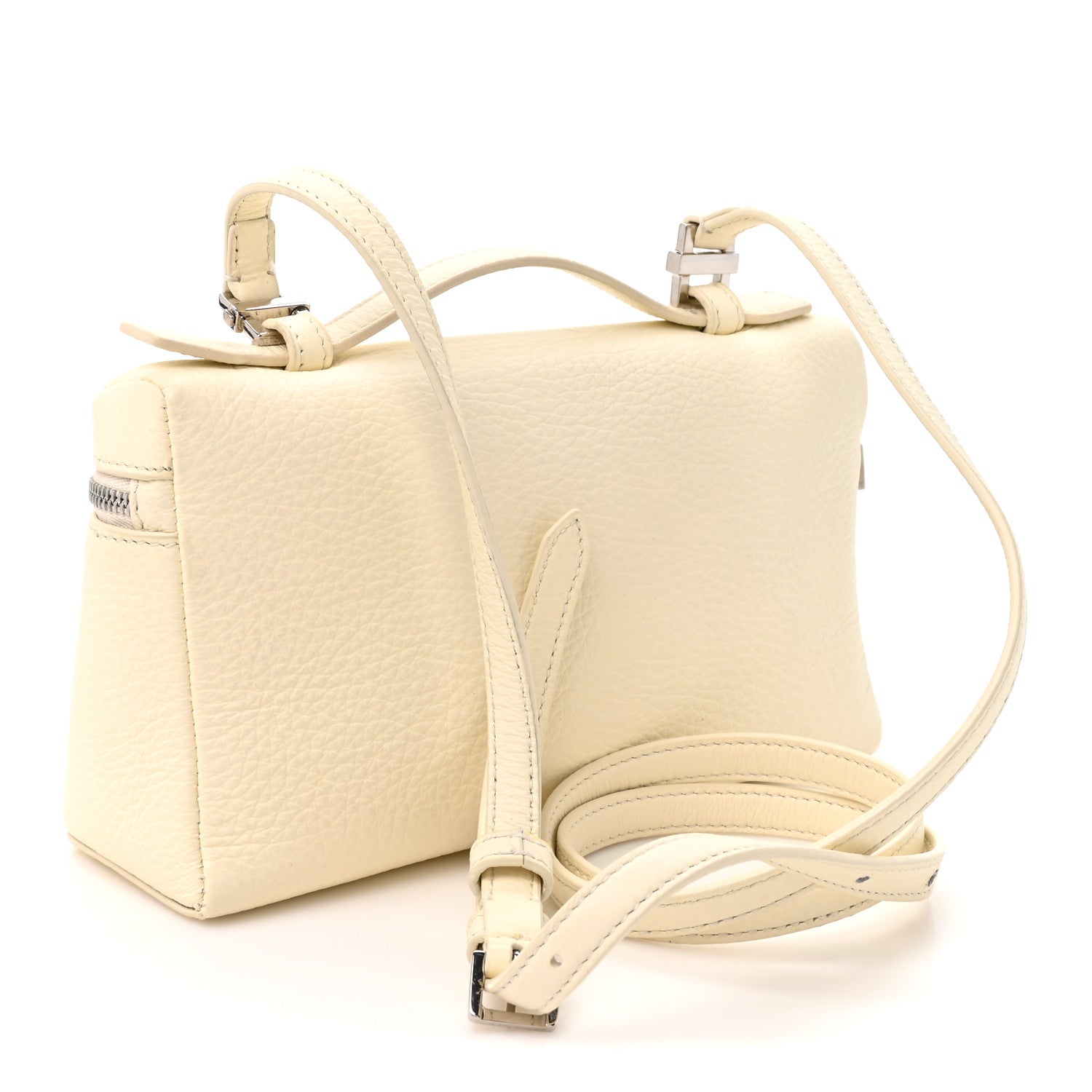 Loro Piana Grained Calfskin L19 Extra Pocket Pouch Whisper White 2 of 8