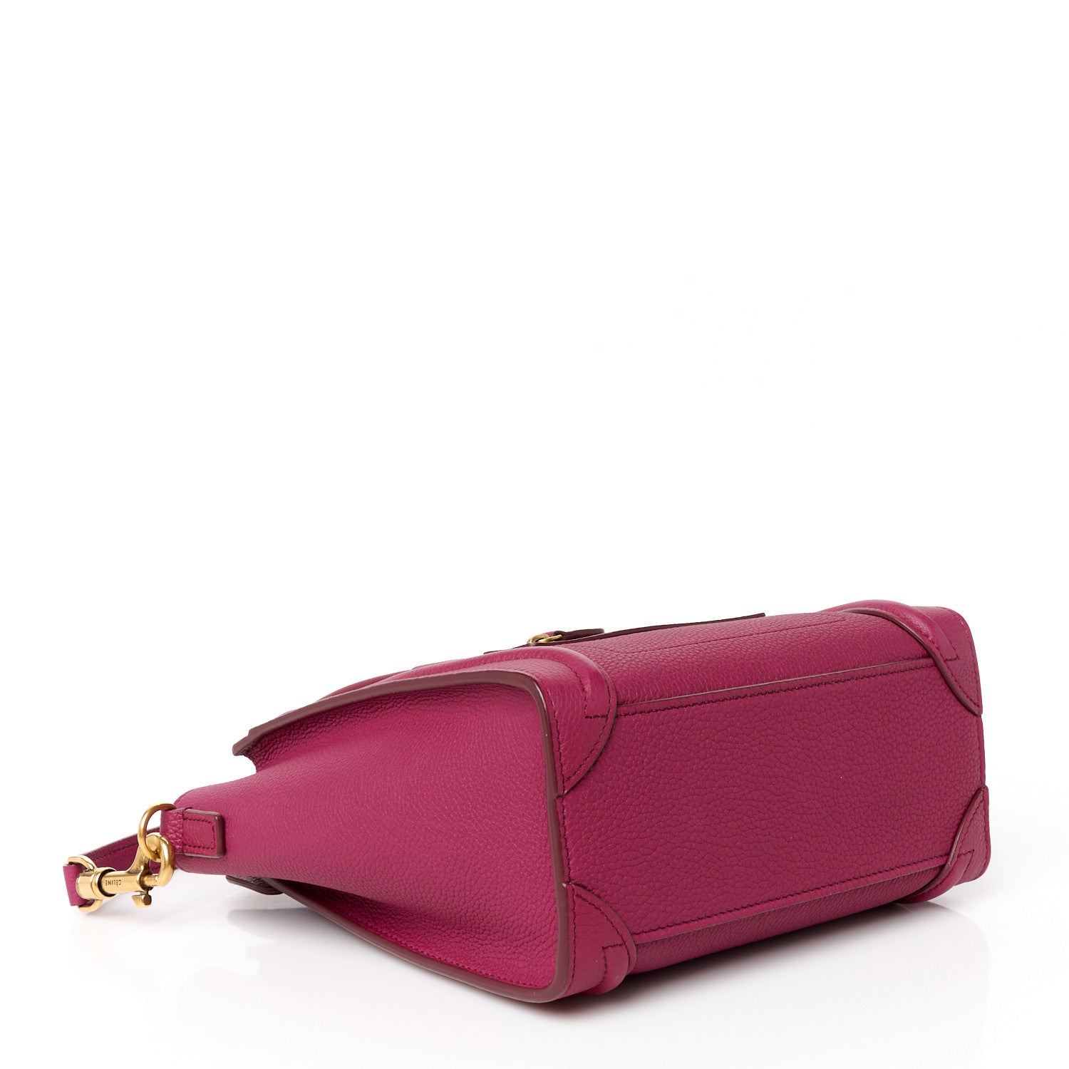 Celine Drummed Calfskin Nano Luggage Plum 4 of 10