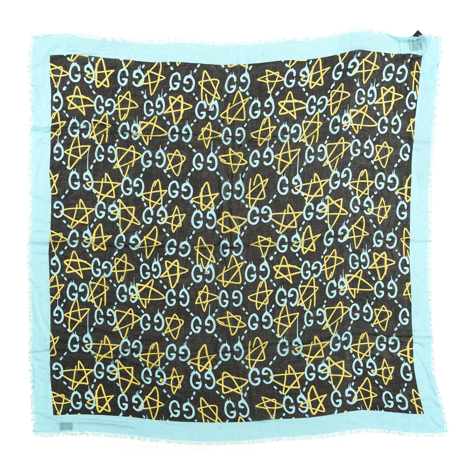 Gucci Modal Silk GucciGhost Print Shawl Black Multicolor 1 of 3