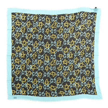 Gucci Modal Silk GucciGhost Print Shawl Black Multicolor 1 of 3