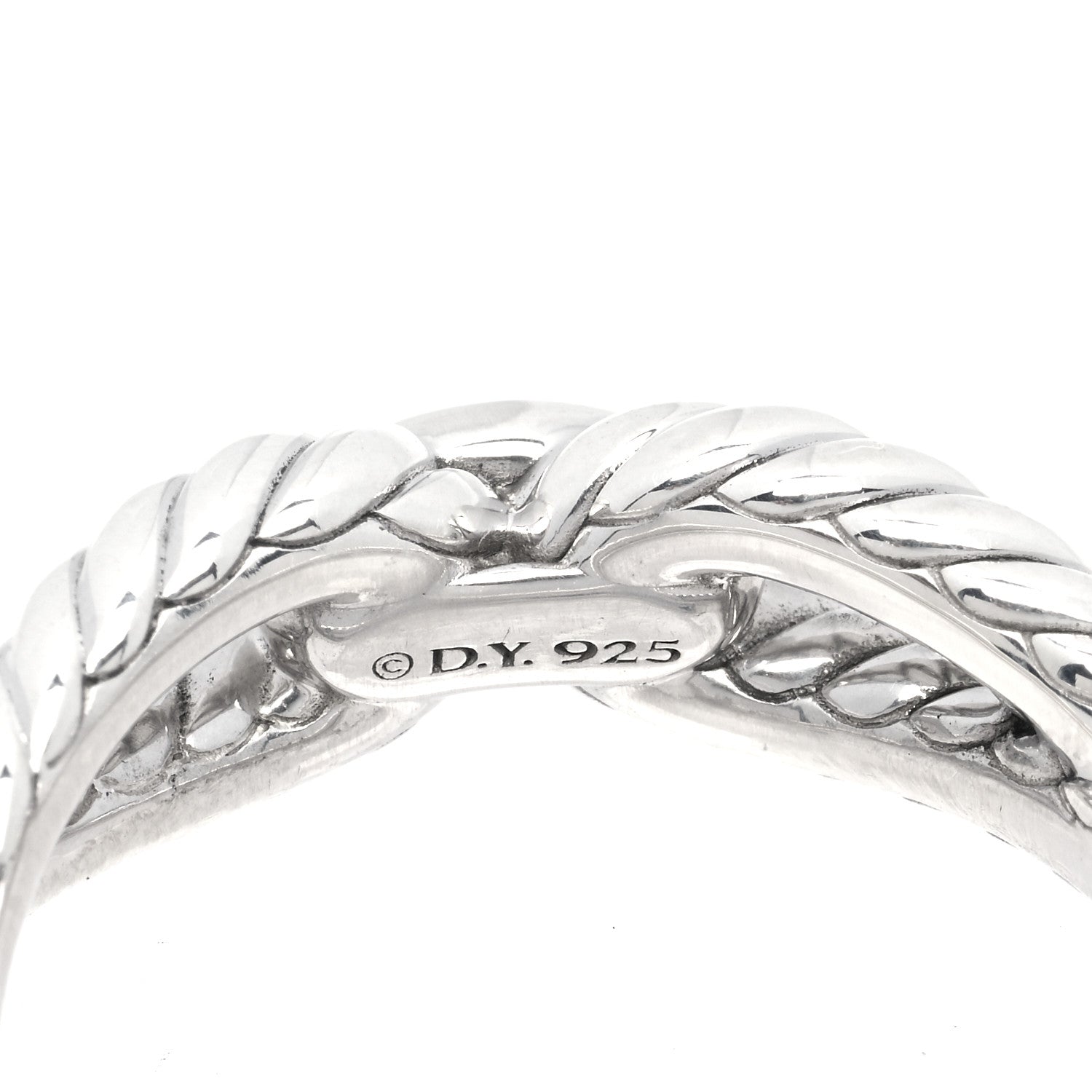 David Yurman Sterling Silver Diamond Cable Loop Band Ring 56 7.5 4 of 5