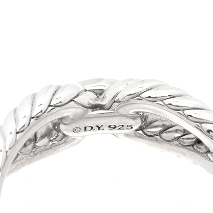 David Yurman Sterling Silver Diamond Cable Loop Band Ring 56 7.5 4 of 5