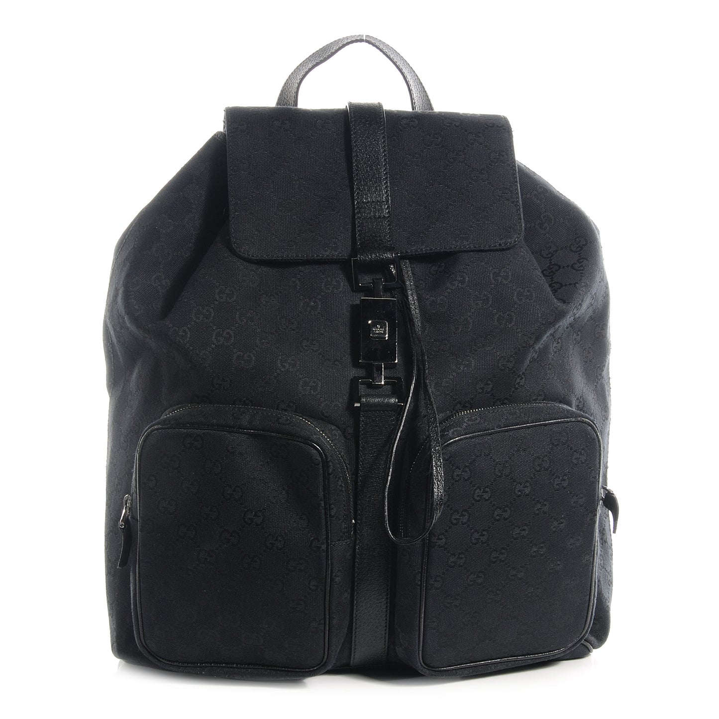 GG Monogram Single Buckle Backpack Black