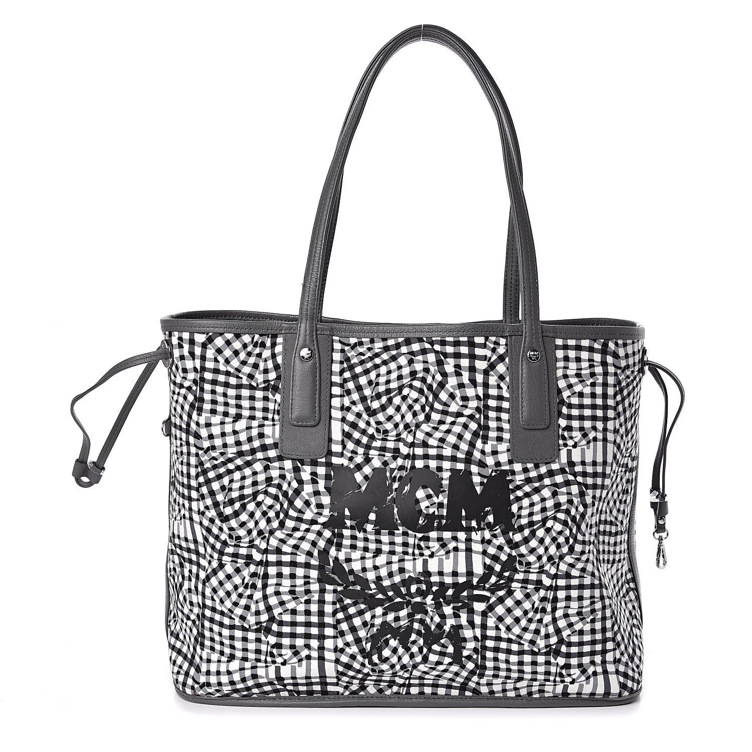 MCM Visetos Medium Liz Reversible Shopper Tote Phantom Grey 7 of 16