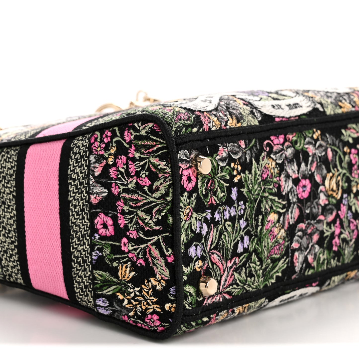 Canvas Around the World Embroidered Medium Lady D-Lite Black Pastel Pink