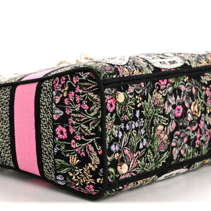 Christian Dior Canvas Around the World Embroidered Medium Lady D-Lite Black Pastel Pink 9 of 12