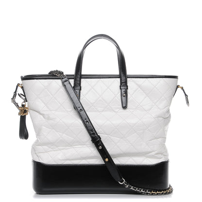 Chanel Calfskin Quilted Large Gabrielle Shopping Tote White Black 1 of 8
