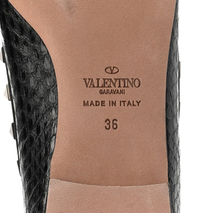 Valentino Garavani Ayers Snakeskin Rockstud Ballerina Flats 36 Black 6 of 8