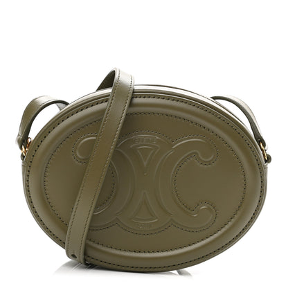 Celine Smooth Calfskin Cuir Small Triomphe Oval Purse Crossbody Dark Olive 1 of 13