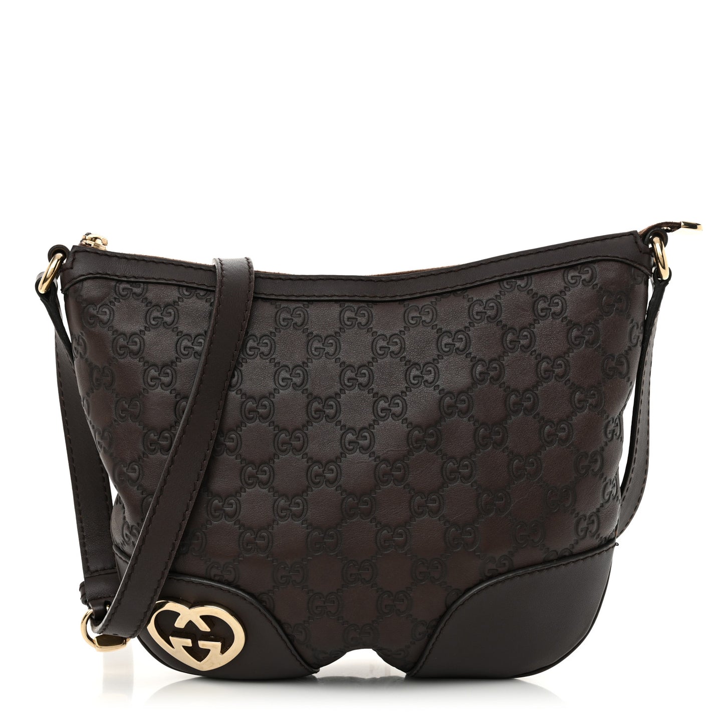 Guccissima Small Lovely Heart Messenger  Dark Brown