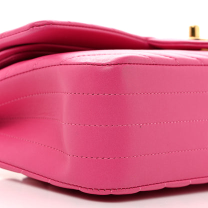 Chanel Lambskin Chevron Quilted Medium Double Flap Pink 9 of 10