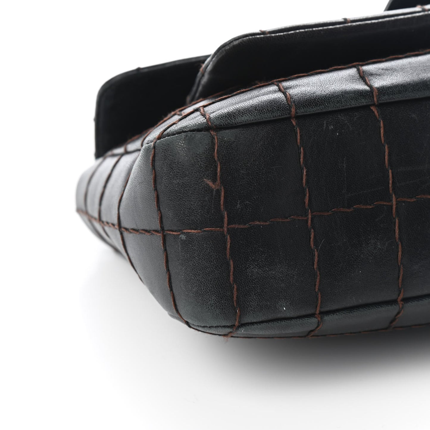 Lambskin Contrast Stitched Single Flap Black