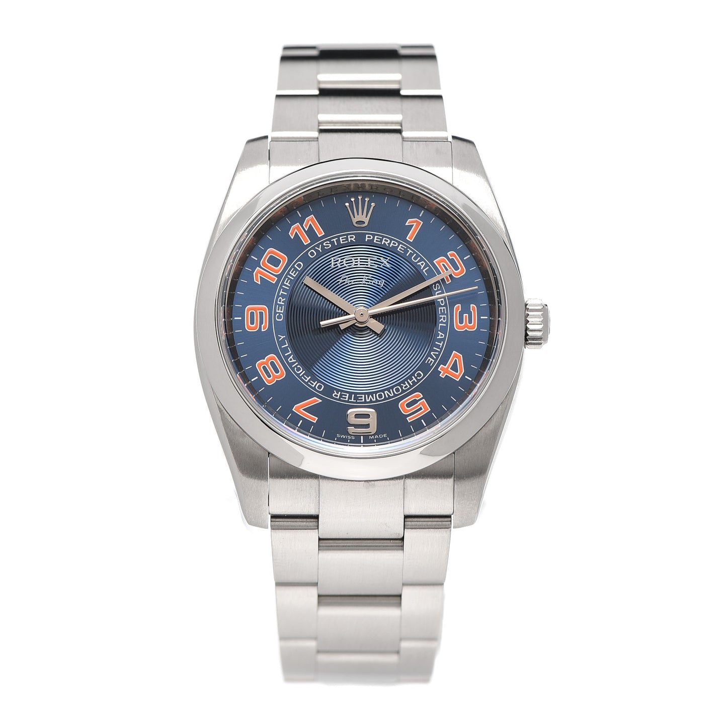 Stainless Steel 34mm Air-King Oyster Perpetual Watch Concentric Blue 114200