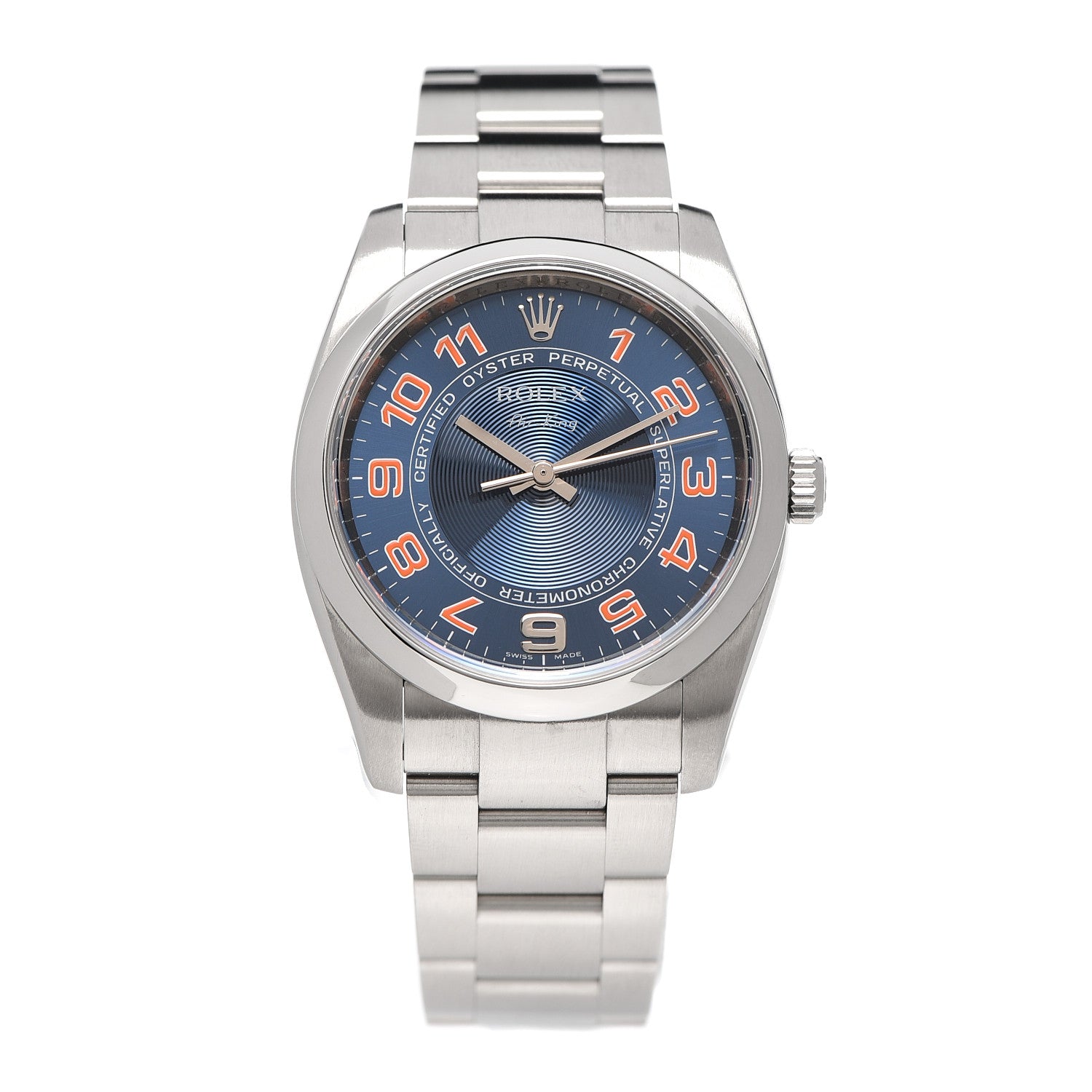 Rolex Stainless Steel 34mm Air-King Oyster Perpetual Watch Concentric Blue 114200 1 of 5