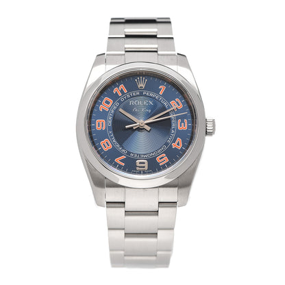 Rolex Stainless Steel 34mm Air-King Oyster Perpetual Watch Concentric Blue 114200 1 of 5