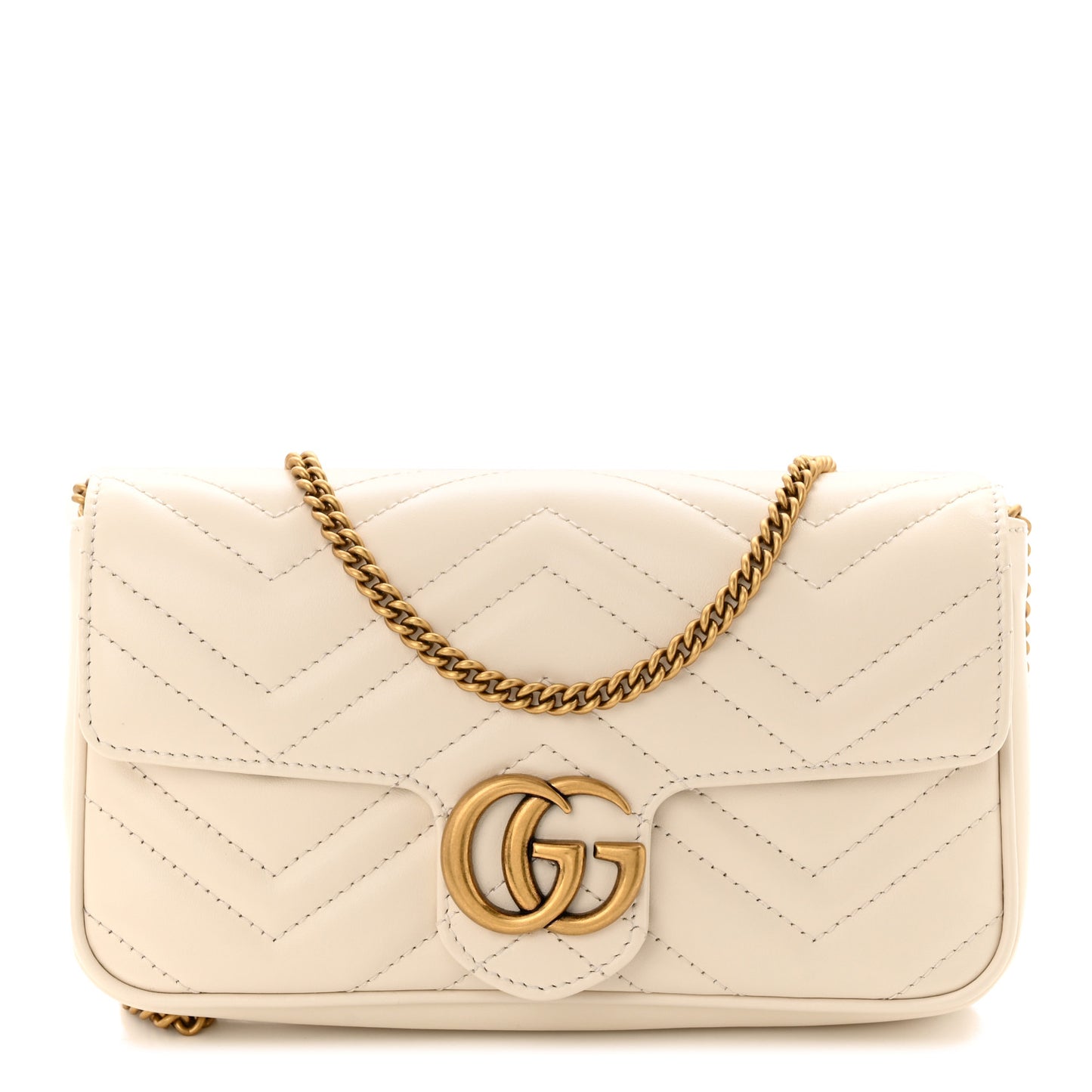 Calfskin Matelasse Mini GG Marmont Shoulder Bag With Card Holder White Black