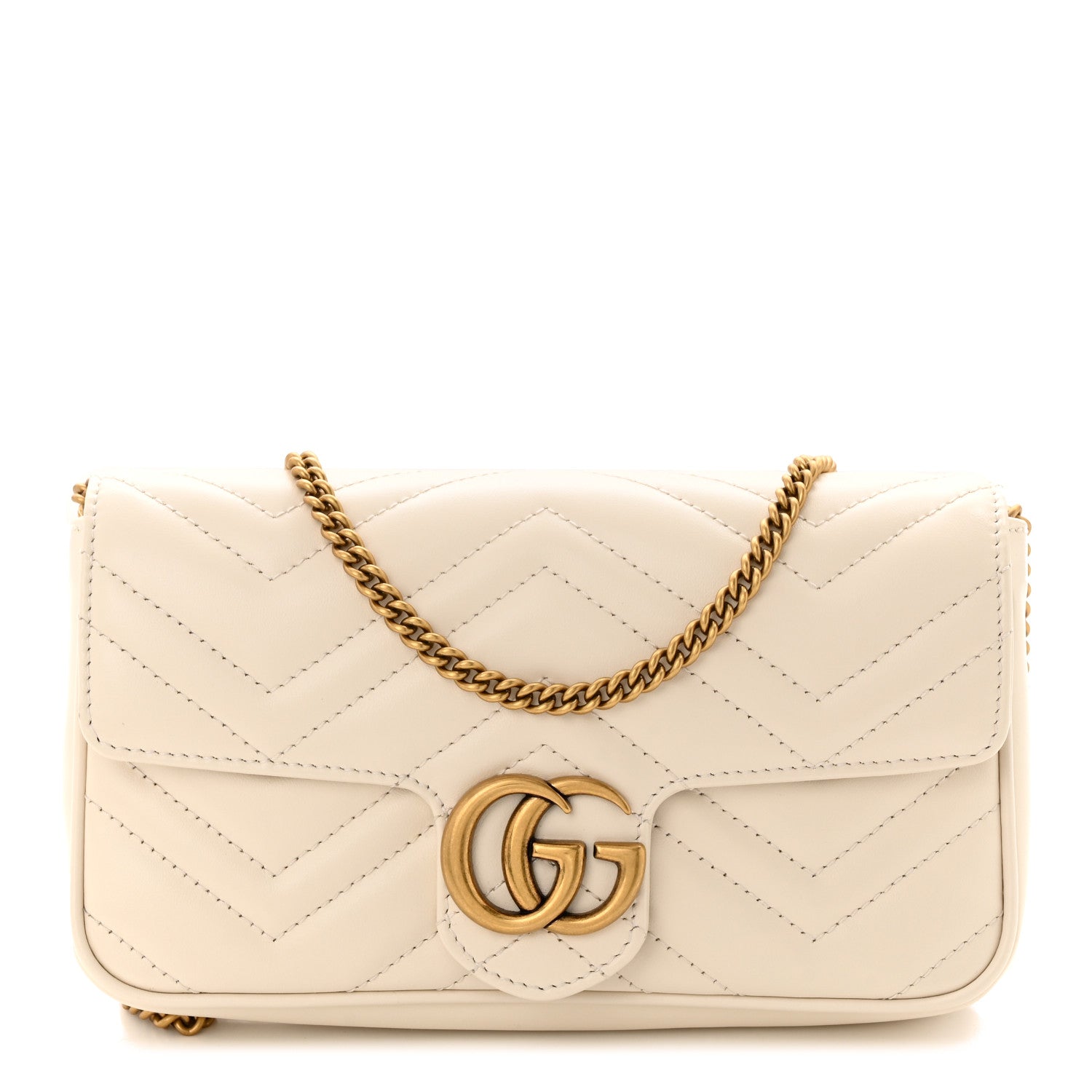 Gucci Calfskin Matelasse Mini GG Marmont Shoulder Bag With Card Holder White Black 3 of 12