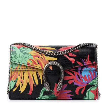 Gucci X KEN SCOTT New Shangai Calfskin Jenny Floral Print Super Mini Dionysus Shoulder Bag Black Pink 1 of 9