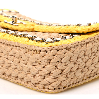 Chanel Raffia Chain Venice Beach Flap Bag Beige Yellow 9 of 10