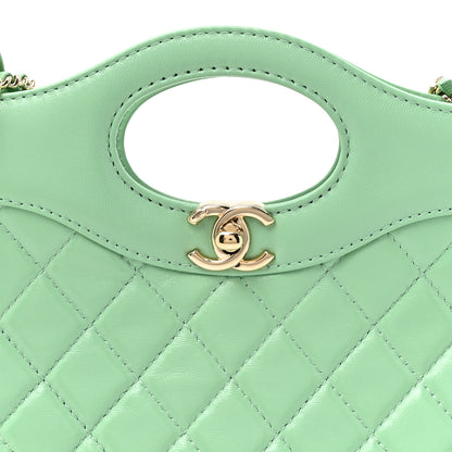 Chanel Shiny Lambskin Quilted Mini 31 Shopping Bag Light Green 8 of 11