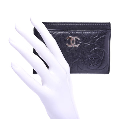 Chanel Lambskin Camellia Embossed Card Holder Black 2 of 8