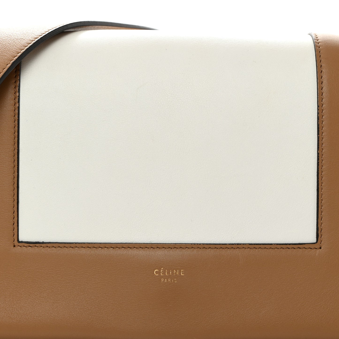 Shiny Smooth Calfskin Medium Frame Shoulder Bag Tan Optic White