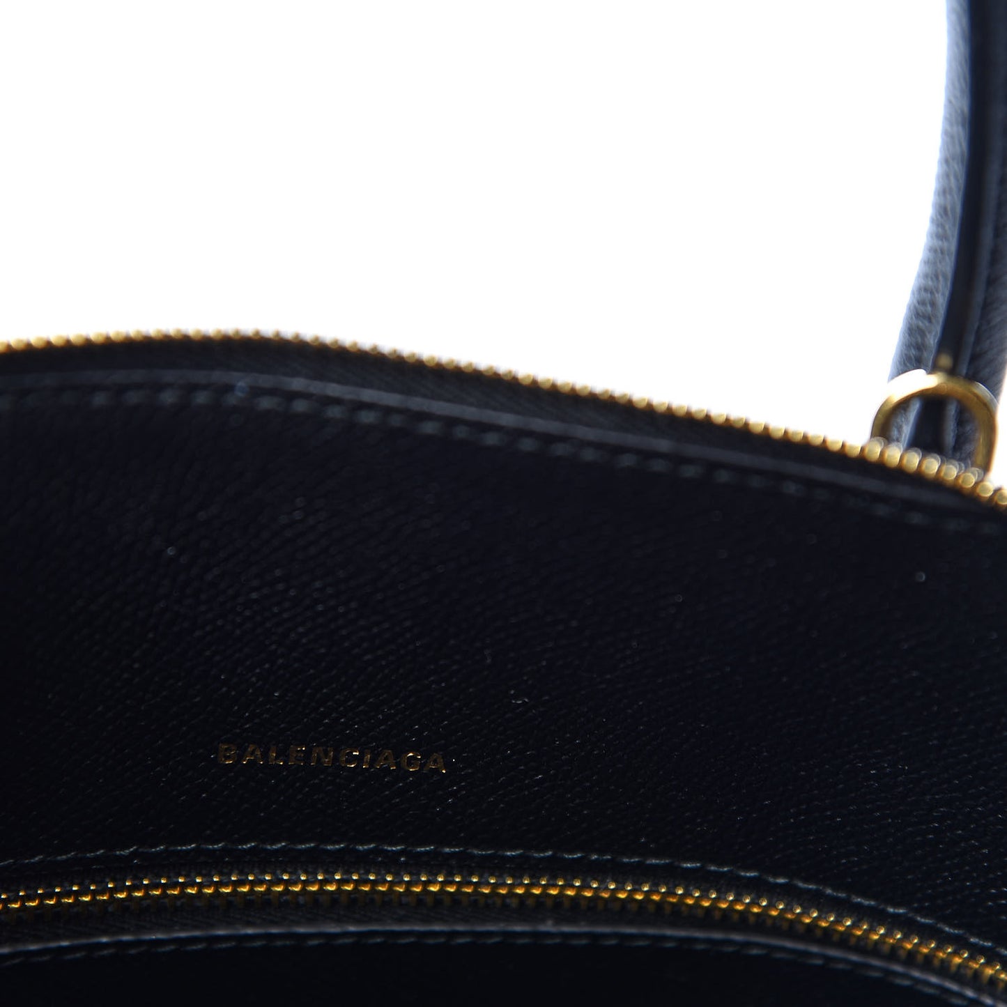Signature Grained Calfskin Logo S Ville Top Handle Bag Black