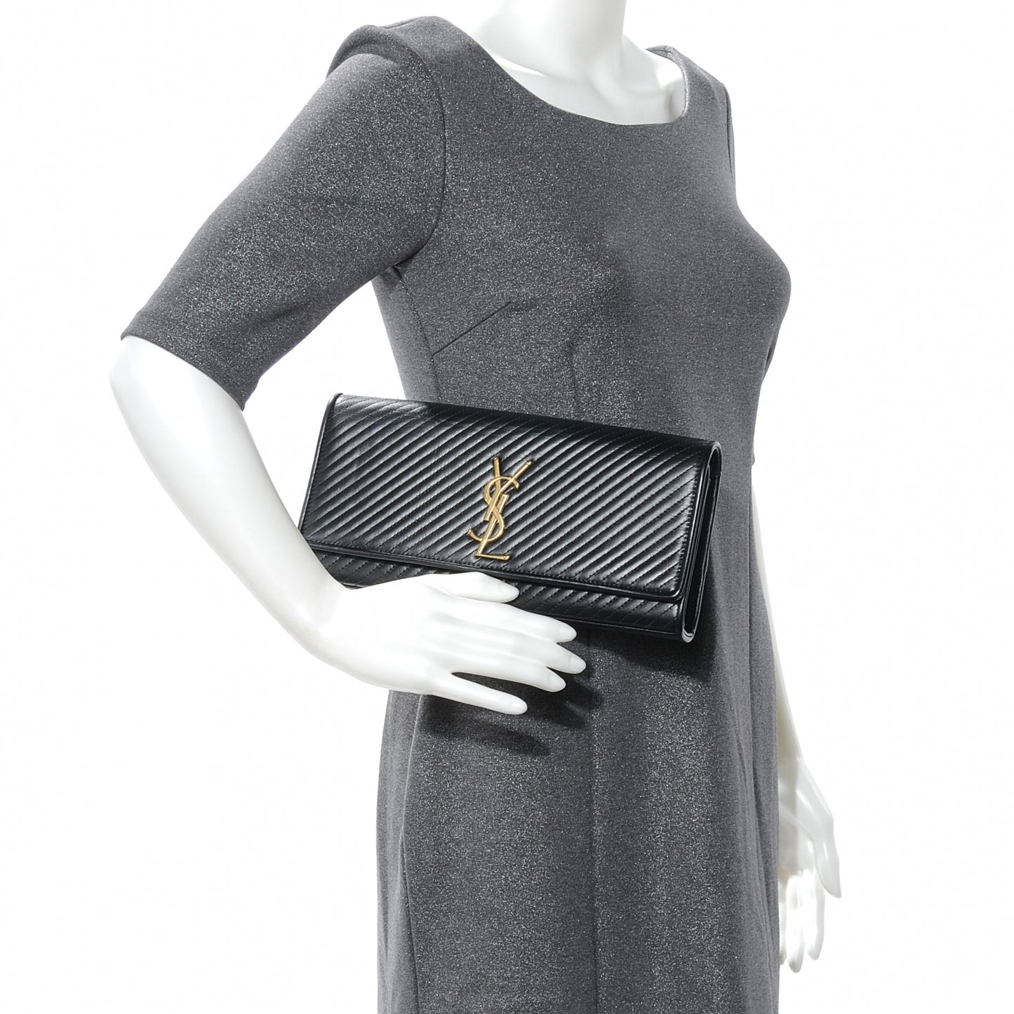 Quilted Leather Cassandre Clutch Black