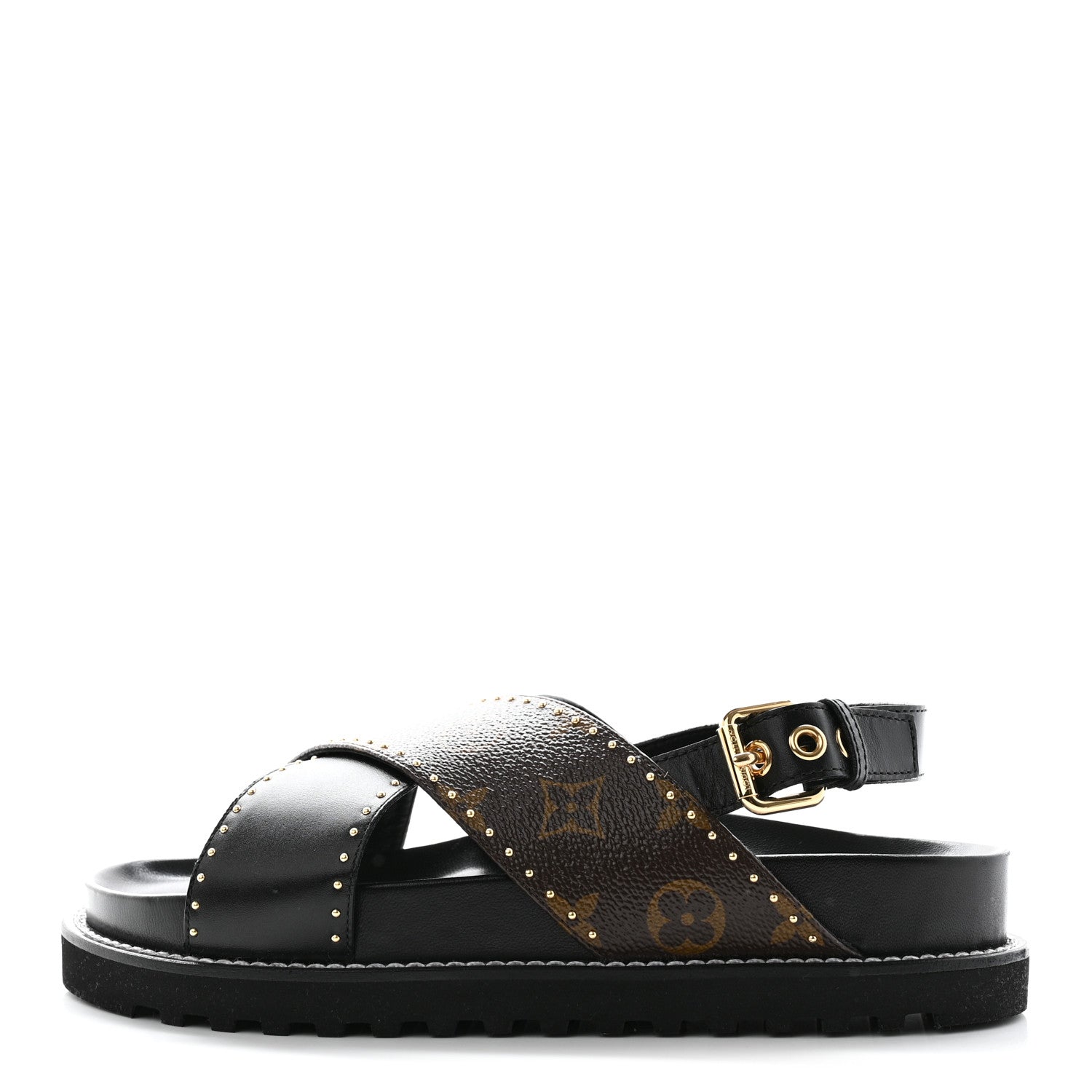 Louis Vuitton Monogram Paseo Flat Comfort Sandals 38 Black 1 of 10
