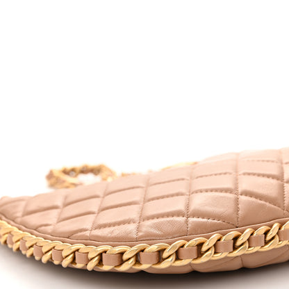 Chanel Shiny Crumpled Lambskin Quilted Large Trendy Chain Around Hobo Dark Beige 10 of 11