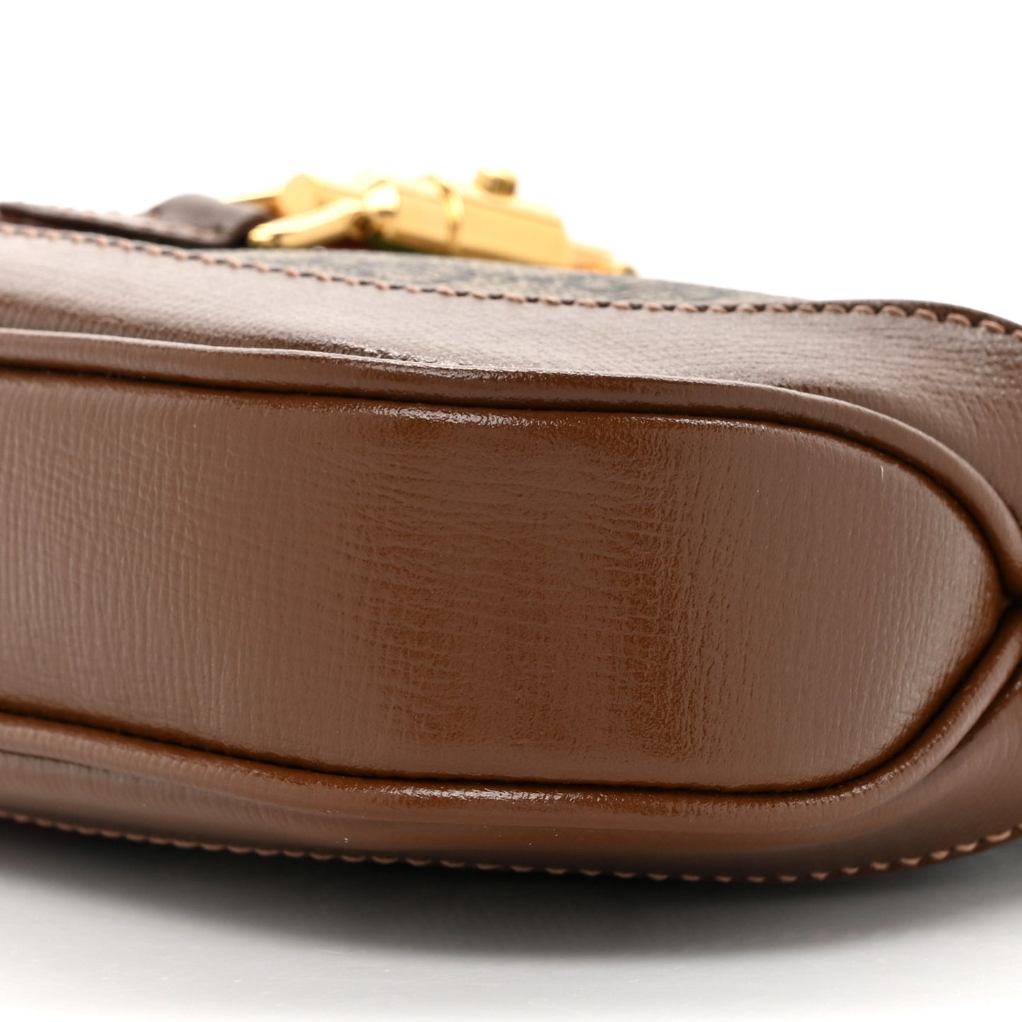 GG Supreme Monogram Azalea Calfskin Web Mini Jackie 1961 Hobo Beige Ebony Brown Sugar