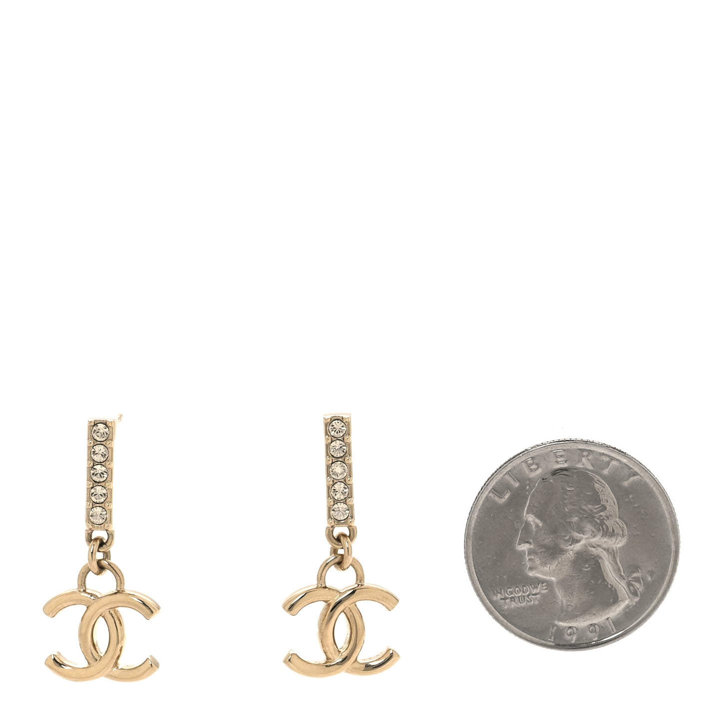 Crystal CC Drop Earrings Gold