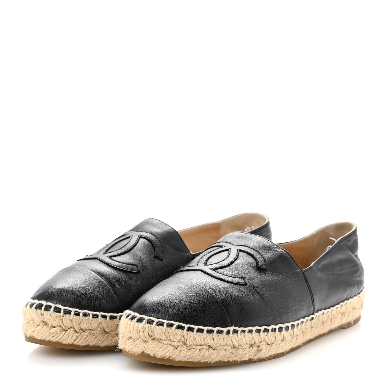 Chanel Lambskin CC Espadrilles 37 Black 4 of 10