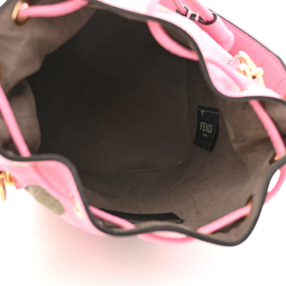 Fendi Raffia Vitello Seta F is Fendi Pequin Gingham Woven Mini Mon Tresor Bucket Bag Military Rosa Lollypop 5 of 10