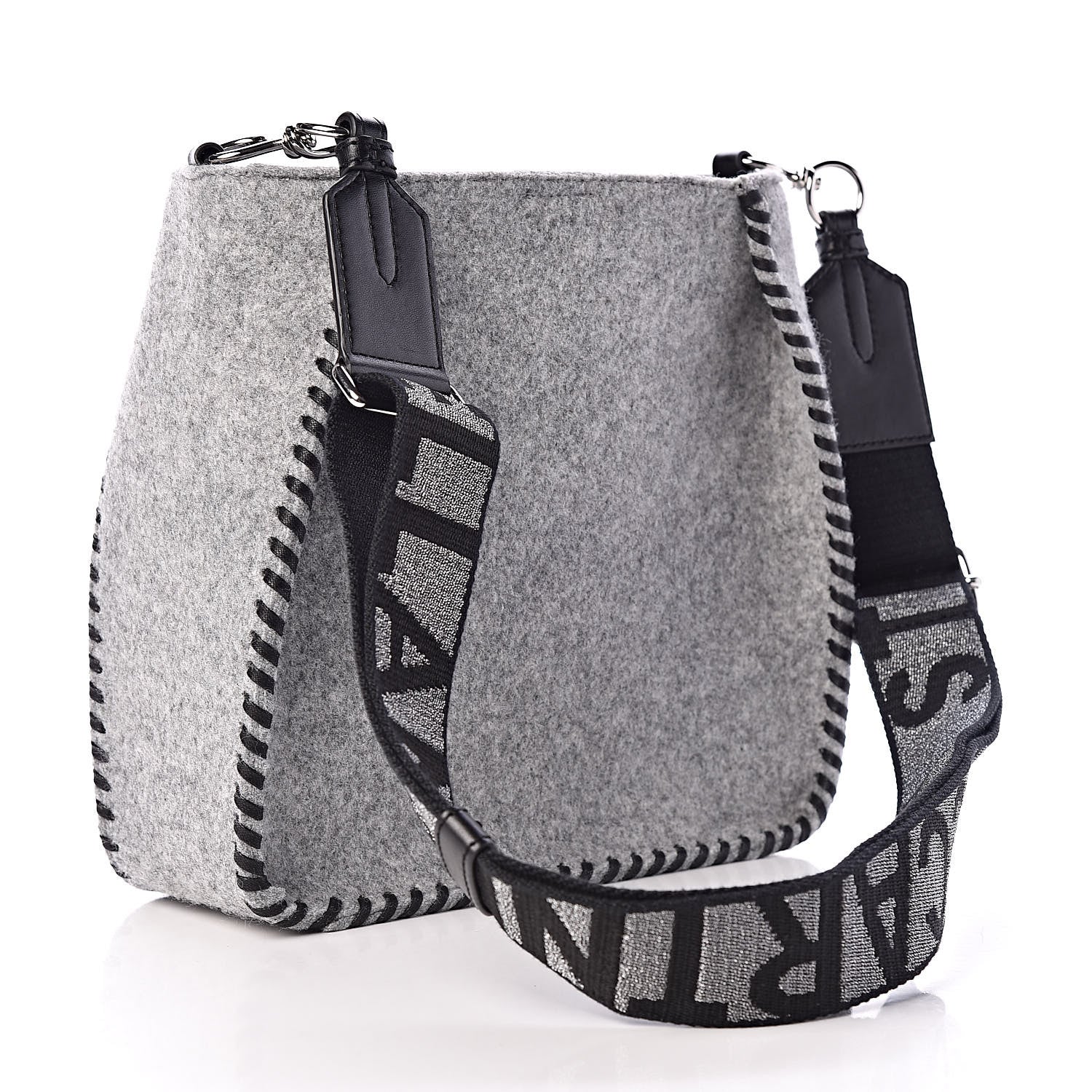Stella McCartney Eco Felt Mini Logo Crossbody Smoke Slate 3 of 9