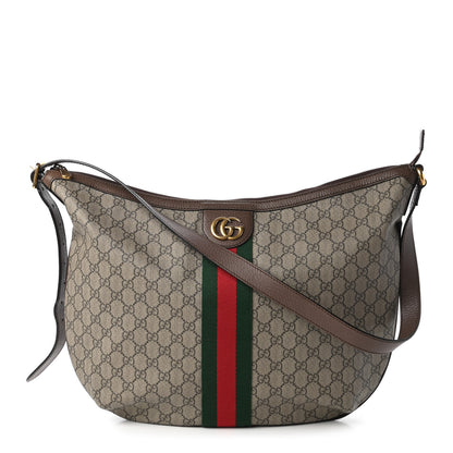 Gucci GG Supreme Monogram Web Ophidia Half Moon Hobo Brown 1 of 10