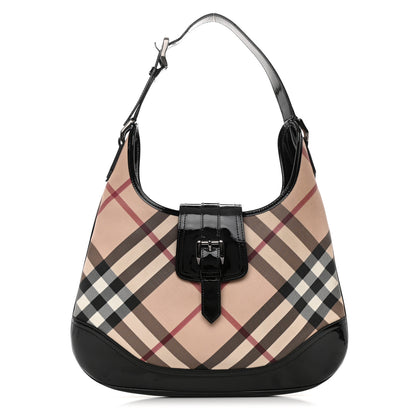 Burberry Patent Nova Check Brook Hobo Black 1 of 13